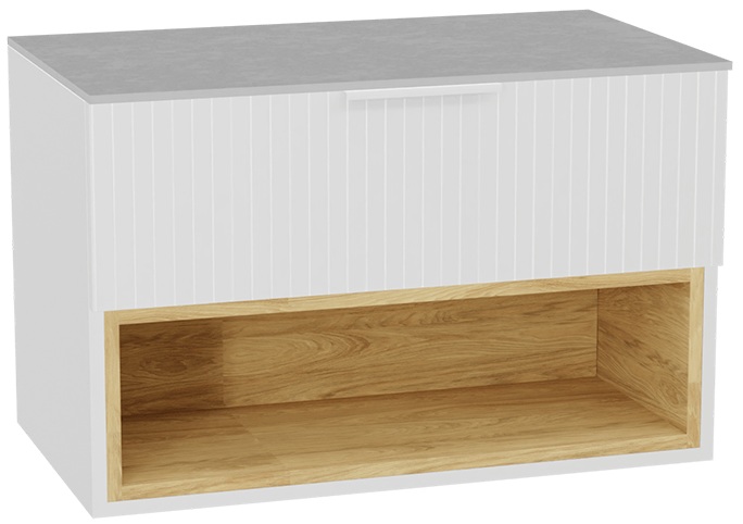 Darmowa Dostawa - Szafka z blatem 81x46.5x51.2 cm podumywalkowa wisząca biała-grafitowa-dąb Excellent Tuto 2.0 MLEX2171K8003SJWHWH