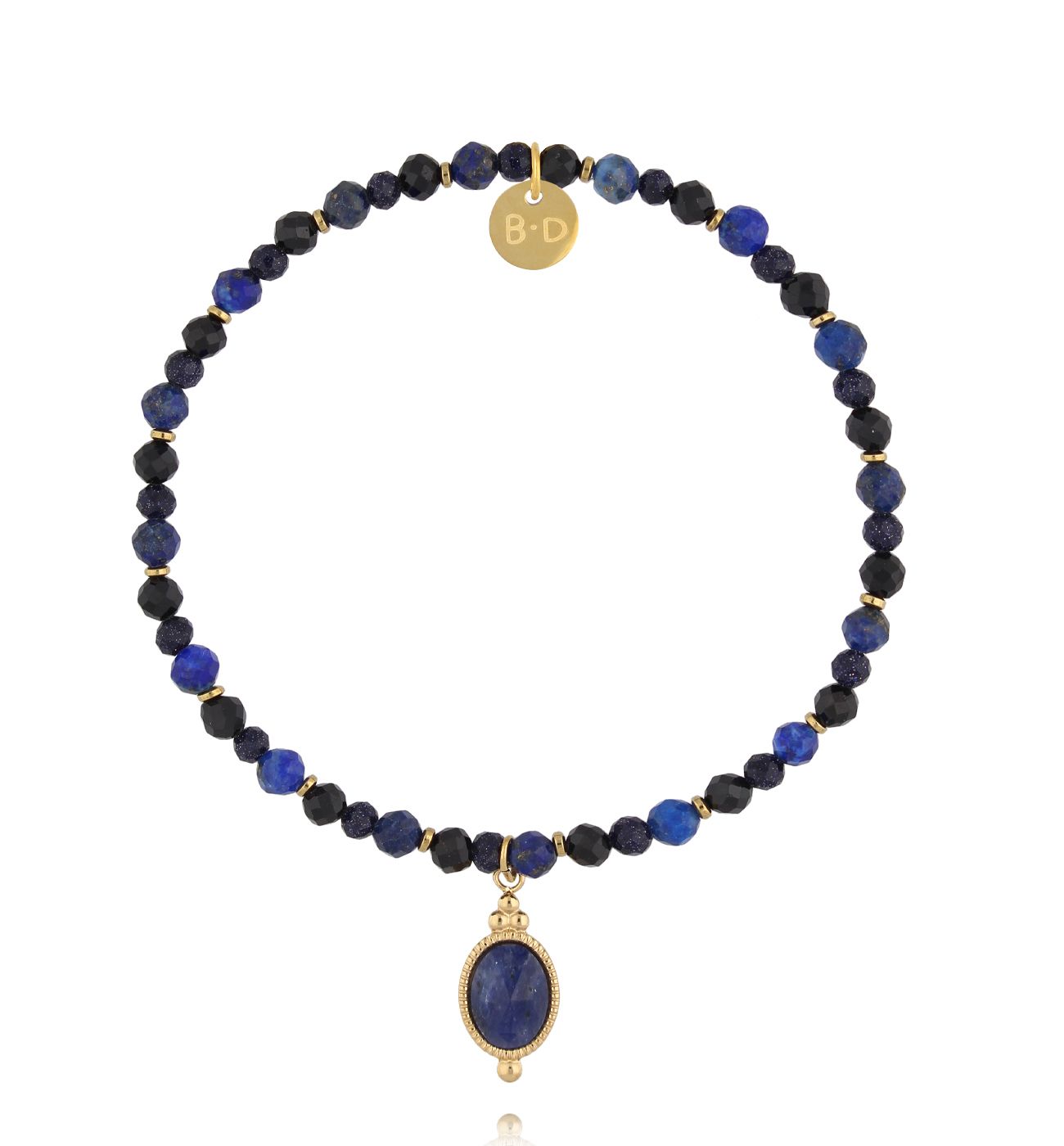 Bransoletka z lapisu lazuli i niebieskiego piasku z kamienną zawieszką - By Dziubeka