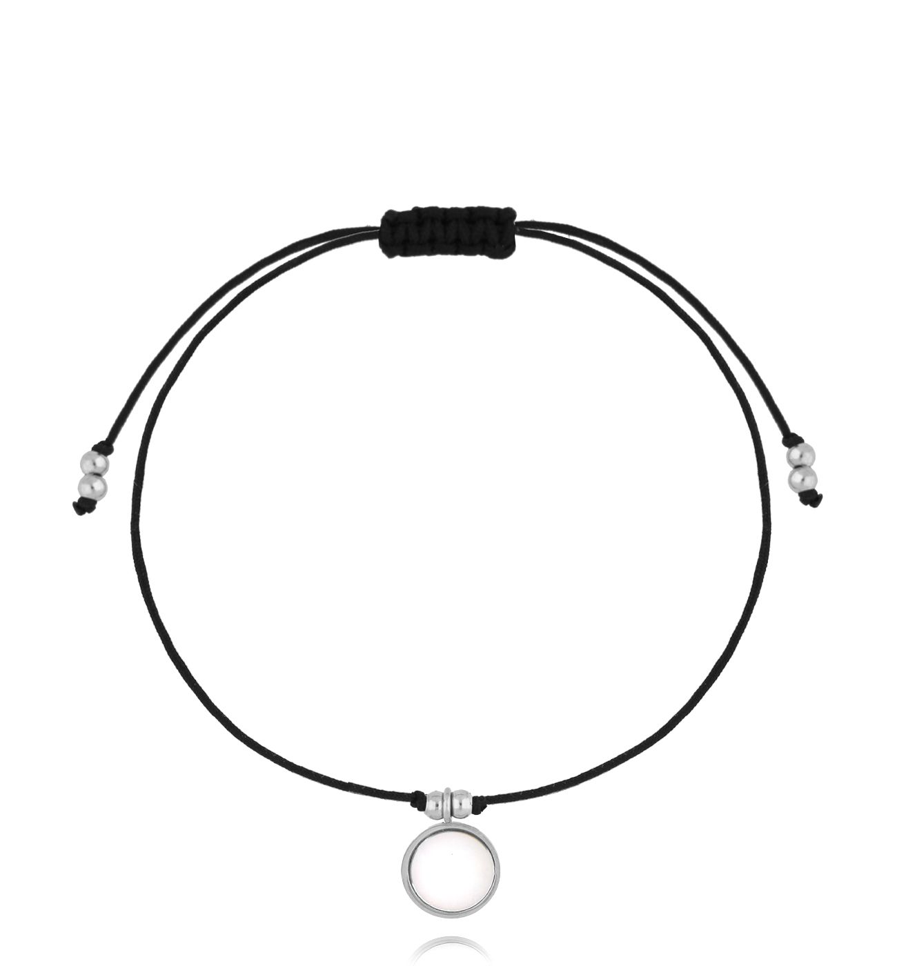 Bransoletka z czarnym sznurkiem i kółkiem BGL1029