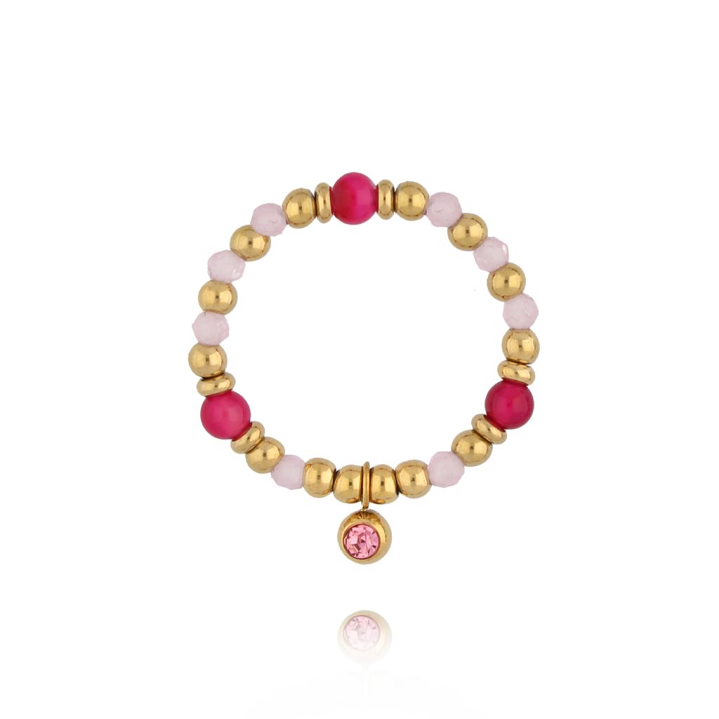 Pierścionek elastyczny różowy PSC0636 - By Dziubeka