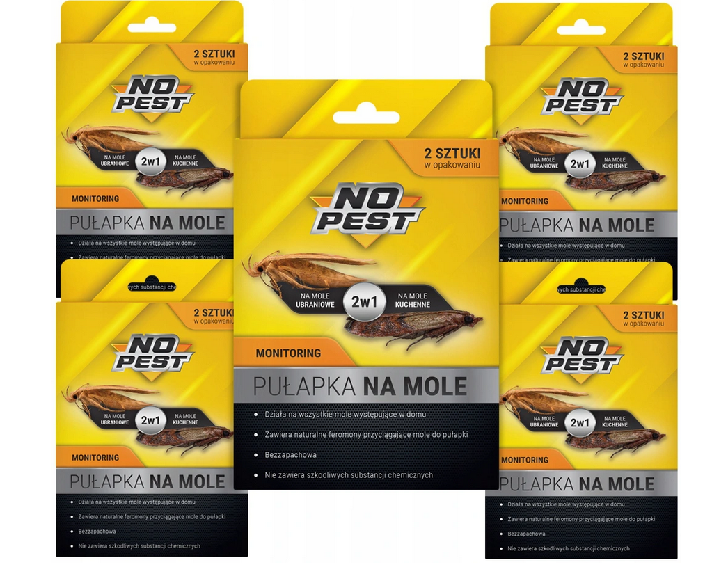 NO PEST PUŁAPKA LEP NA MOLE KUCHENNE I UBRANIOWE 2w1 10SZT - Petrostar