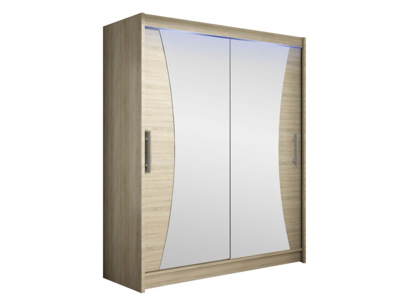 Szafa MIRJAN 24 z drzwiami przesuwnymi Presto IX z oświetleniem RGB dąb sonoma/lustro 1 szt.