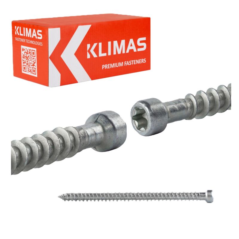 Wkręty konstrukcyjne Klimas WKFC Pełny gwint Łeb walcowy 8x160 mm 50szt