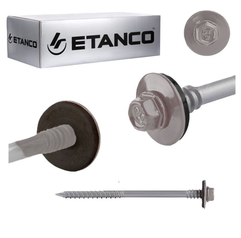 Wkręty dachowe Etanco GTRW SP A19 malowane RAL 9007 z podkładką EPDM 6,4/7,0x120 mm 100szt