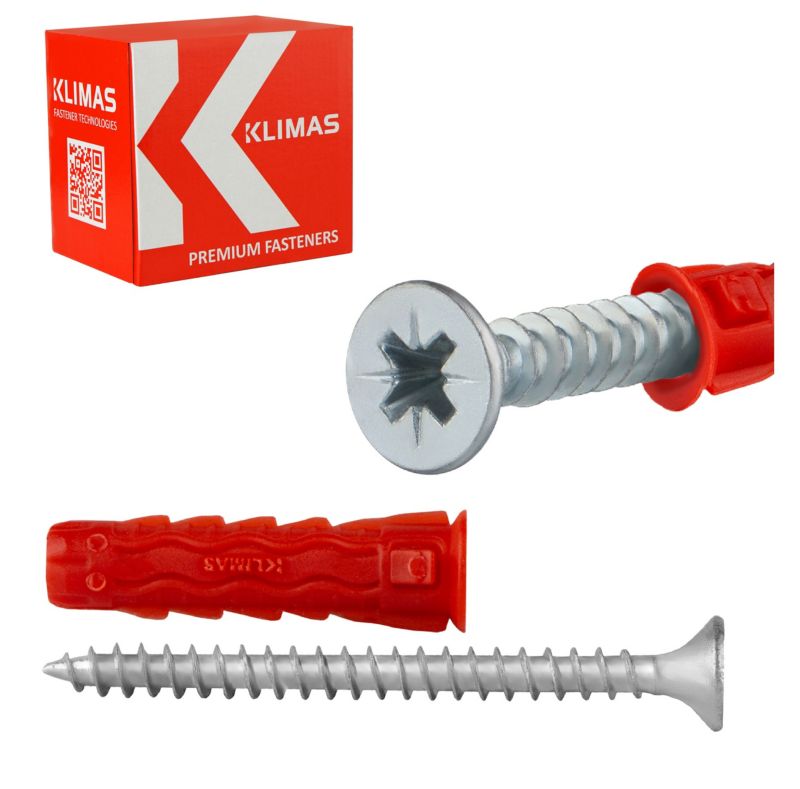 Kołki uniwersalne Klimas SFXP z wkrętem stożkowym nylonowe 5x45 mm 200szt