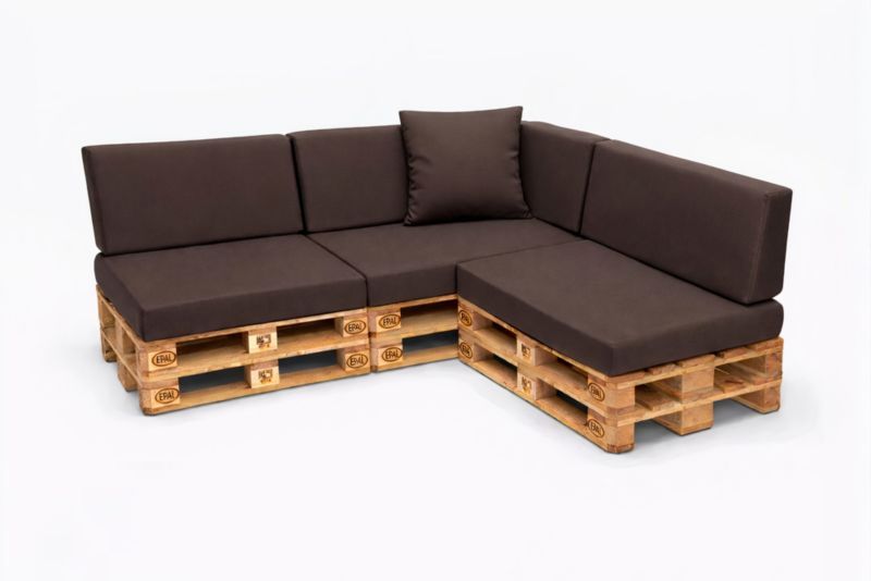 Komplet 8 sztuk poduszek ogrodowych na palety Setagrden 3x120x80cm /3x120x40cm+60x40cm,brązowe dwustronne poduszki ogrdowe, 1szt