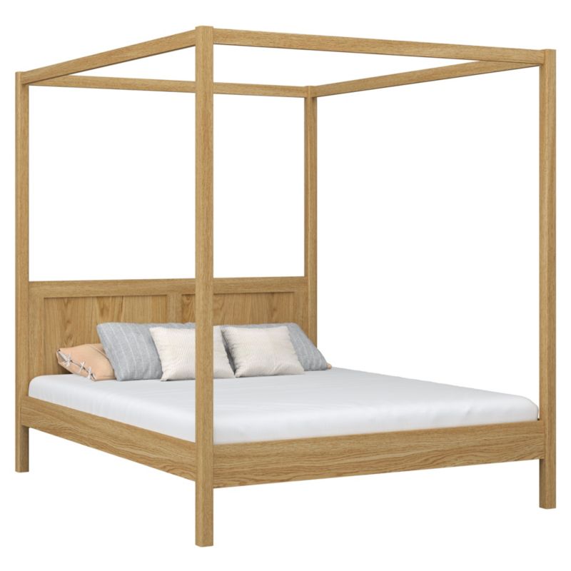 Dębowe łóżko N-WOOD podwójne z baldachimem N02 dąb naturalny 160x200 1szt.