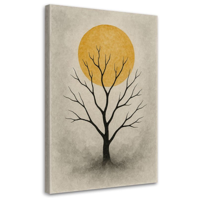 Obraz Japandi Feeby Drzewo bez liści Minimalizm Beżowy Słońce 80x120cm 1szt