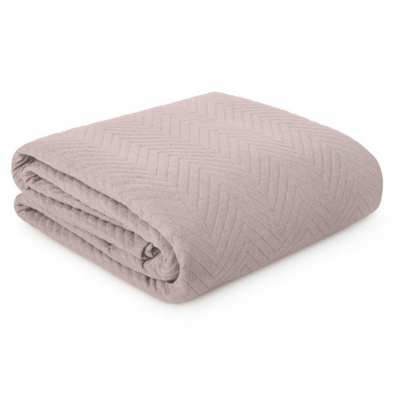 Narzuta LEN/3 Eurofirany 170x210 cm różowa jodełka dekoracyjna na łóżko 1 szt.