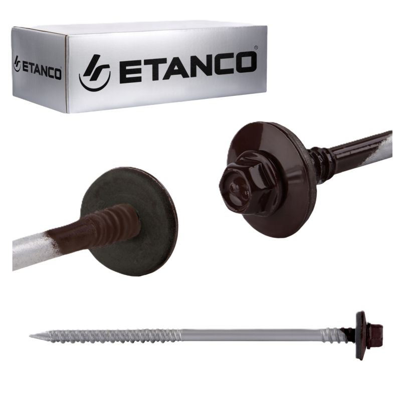 Wkręty dachowe Etanco GTRW SP A19 malowane RAL 8017 z podkładką EPDM 6,4/7,0x140 mm 100szt