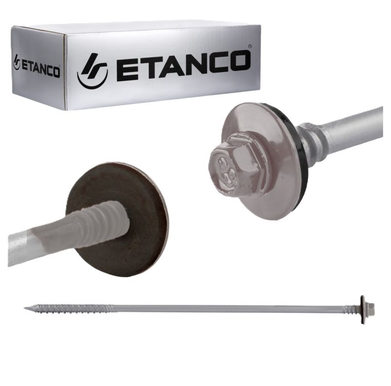 Wkręty dachowe Etanco GTRW SP A19 malowane RAL 9007 z podkładką EPDM 6,4/7,0x210 mm 100szt