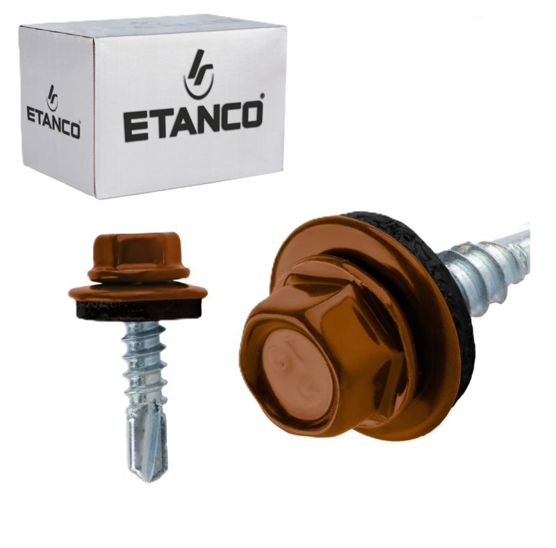 Wkręty samowiercące Etanco GT5 Z14 malowane RAL 8004 z podkładką EPDM 5,5x19 mm 250szt