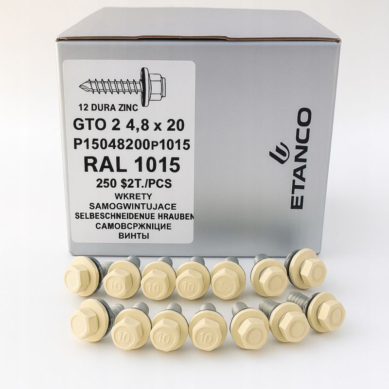 Wkręty Farmerskie Etanco Do Blachy, Zszywka 4,8X20Mm, Ral 1015 250 szt.