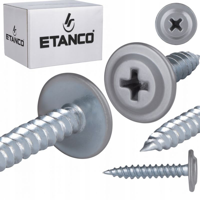 Wkręty Podkładkowe Etanco Do Drewna 4,2X38Mm, Ral 9006 Gm-S 250Szt.