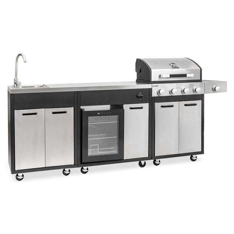 Kuchnia Gazowa Mirpol 5 Palników Ogrodowa Z Lodówką Stal Nierdzewna, Srebrny 1 szt.