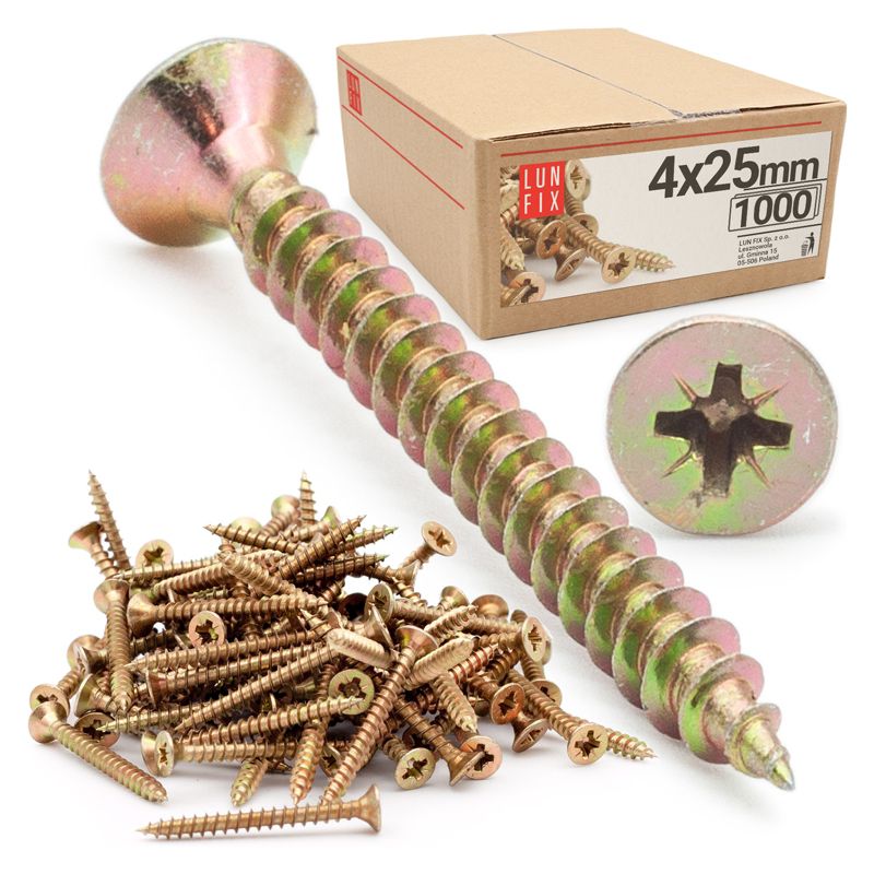 Wkręty do drewna Lun Fix uniwersalne 4x25mm 1000szt.