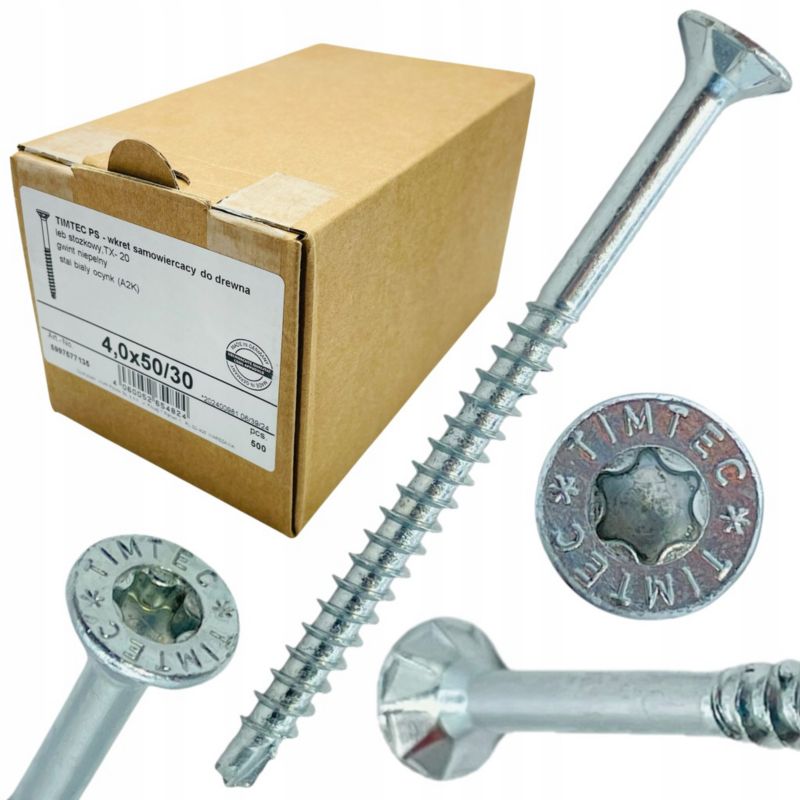 Wkręty TIMTEC PLUS konfirmaty Wurth 4x50 DO DREWNA samowiercące tx20 500szt