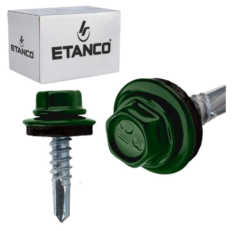 Wkręty samowiercące Etanco GT3 Z14 malowane RAL 6005 z podkładką EPDM 4,8x19 mm 250szt