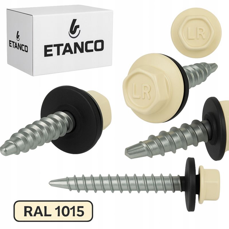 Wkręty Farmerskie Etanco Do Blachy, Zszywka 4,8X35Mm Ral 1015 250 szt.