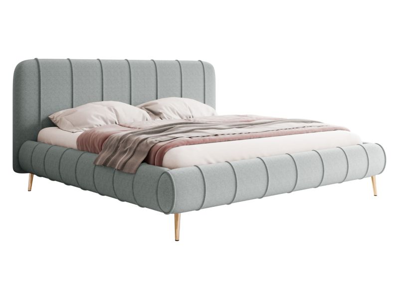 Łóżko tapicerowane MIRJAN 24 Slim XI 160x200 jasny szary + złote nogi 1 szt.