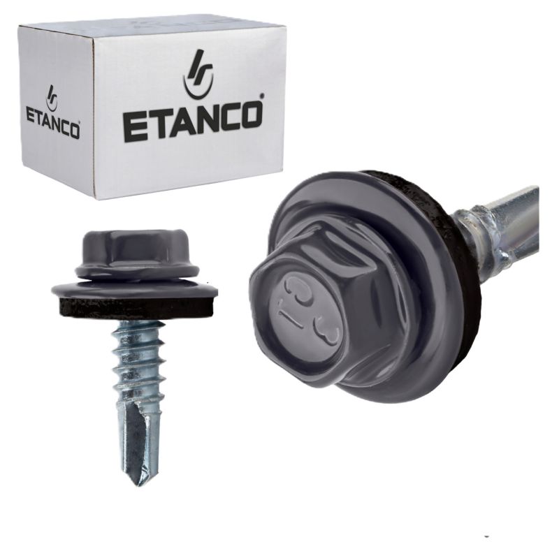 Wkręty samowiercące Etanco GT3 Z14 malowane RAL 7024 z podkładką EPDM 4,8x19 mm 250szt