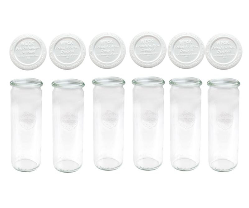 Słoiki MODO24 Weck 600 ml fi 60 cylinder plastikowe wieka 6 kpl.