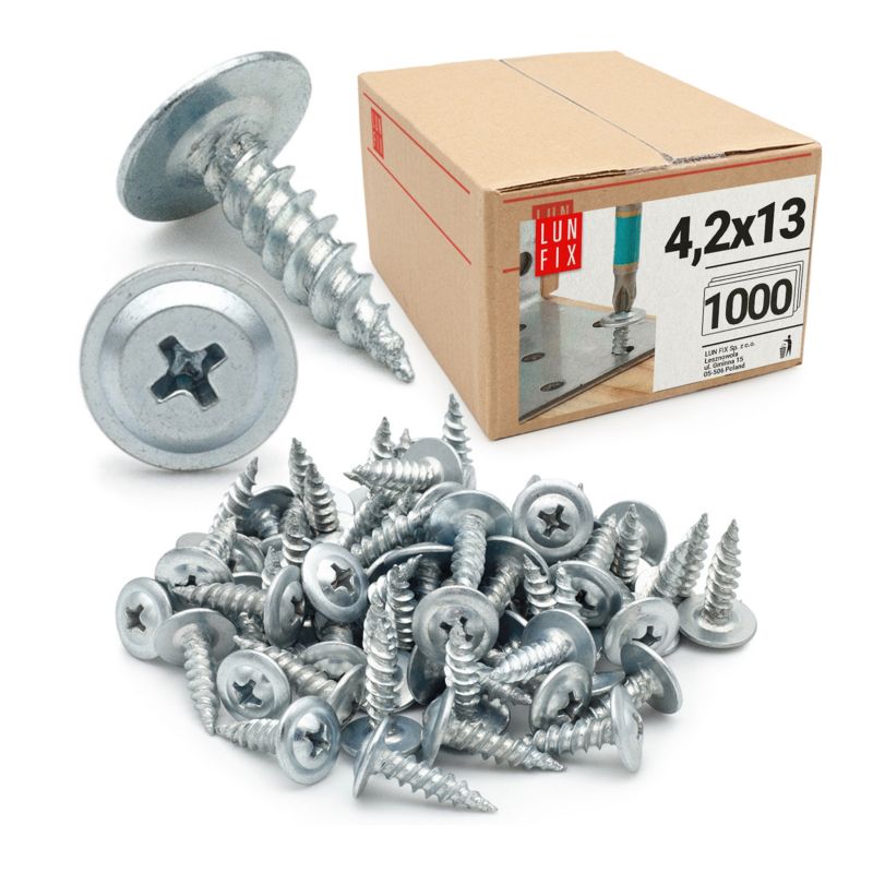 Wkręty do metalu Lun Fix z łbem podkładkowym 4,2x13mm 1000szt.