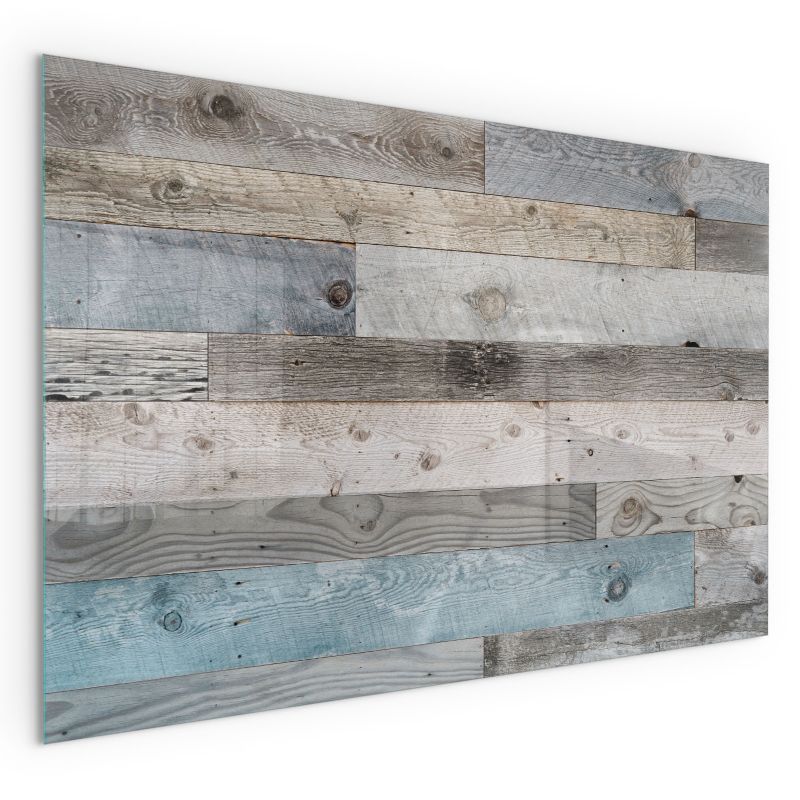 Szklana Podkładka Pod Kominek Prostokąt Wallfluent 100x70 cm Drewniane deski w wielu tonacjach 1 szt.