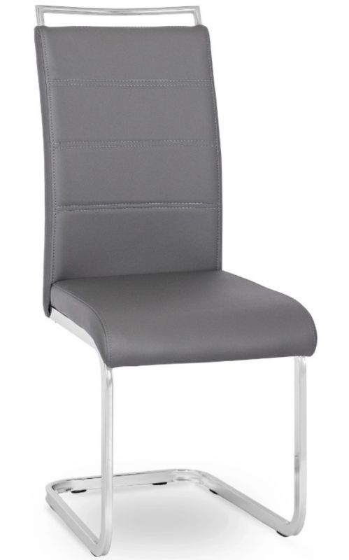 Krzesło Mebel Elite LOCA Tapicerowane Jadalni Kuchni Salonu Na Płozach Szare Ekoskóra 1 szt