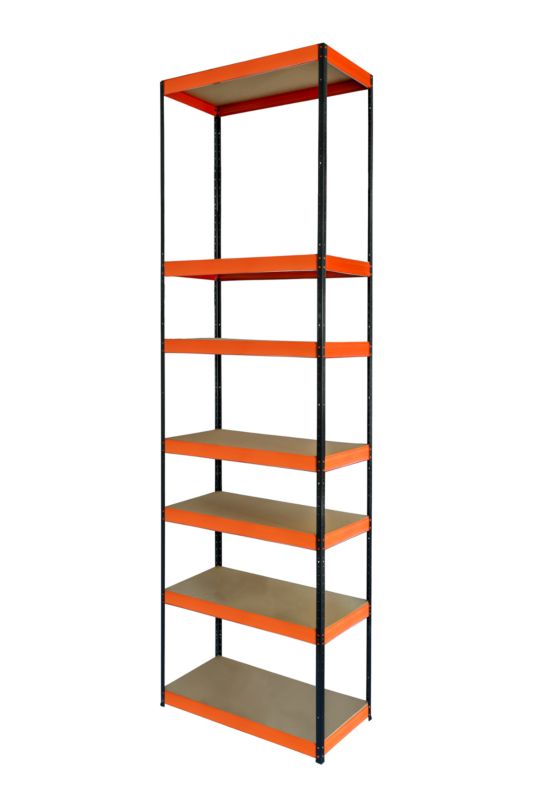 Regał metalowy MODO24 magazynowy czarno-pomarańczowy helios 270x45x45cm 7 półek po 175 kg 1 szt.