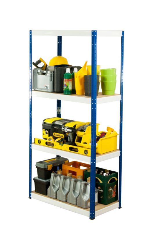 Regał metalowy MODO24 magazynowy garażowy niebiesko-biały helios 180x90x35cm 4 półki po 275 kg 1 szt.