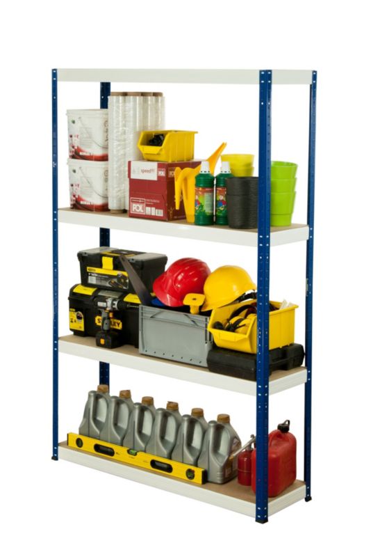 Regał metalowy MODO24 magazynowy garażowy niebiesko-biały helios 180x150x50cm 4 półki po 175 kg 1 szt.