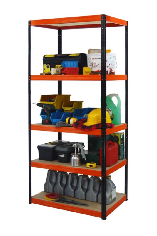 Regał metalowy MODO24 magazynowy stojak czarno-pomarańczowy helios 196x75x45cm 5 półek po 400 kg 1 szt.