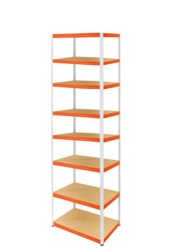 Regał metalowy MODO24 magazynowy biało-pomarańczowy helios 270x100x30cm 8 półek po 275 kg 1 szt.