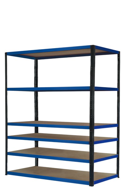 Regał metalowy MODO24 magazynowy stojak grafitowo-niebieski helios 196x150x35cm 6 półek po 275 kg 1 szt.