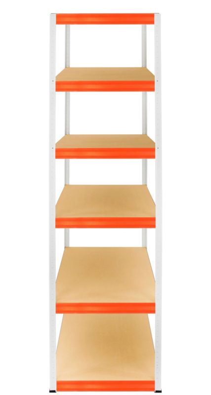 Regał metalowy MODO24 magazynowy biało-pomarańczowy helios 213x60x60cm 6 półek po 175 kg 1 szt.