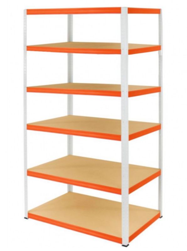 Regał metalowy MODO24 magazynowy biało-pomarańczowy helios 213x150x50cm 6 półek po 275 kg 1 szt.