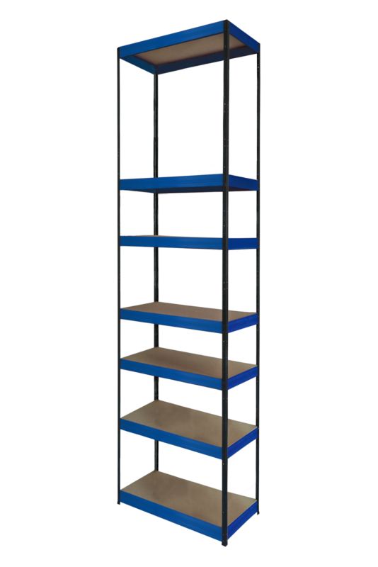 Regał metalowy MODO24 magazynowy czarno-niebieski helios 270x30x30cm 7 półek po 175 kg 1 szt.