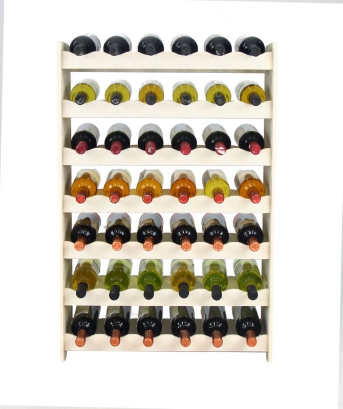 Regał na wino MODO24 drewno sosnowe 42 butelki biały 1 szt.