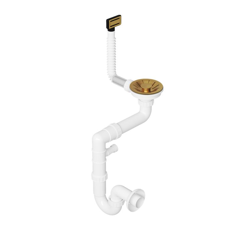 Syfon Do Zlewu Stalowego LUX Jednokomorowy Z Prostokątnym Przelewem Złoty 1 szt.