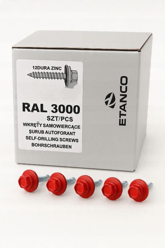 Wkręty Farmerskie Etanco Do Blachy, Zszywka 4,8X35Mm Ral 3000 250 szt.