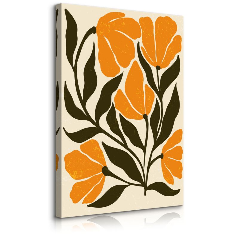 Obraz Muralo Do Salonu Pomarańczowe Tropikalne Kwiaty Styl Boho 40x60 cm 1 szt.