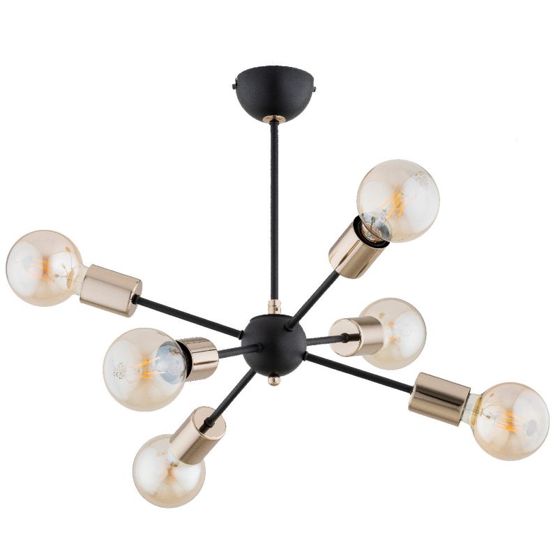 Lampa sufitowa Alfa Timos czarno-złota wym: 45 x 49 x 49 cm 6xE27 x 15W 1 szt.