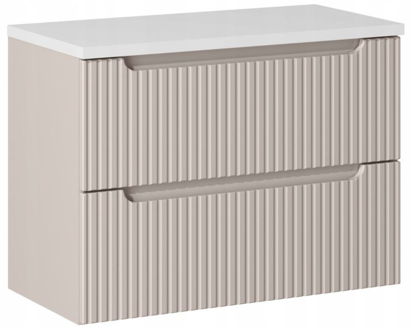 Szafka pod Umywalkę łazienkowa 80 cm Wisząca z Blatem Biały Nova Kaszmir Kaszmirowa Szuflady Furnidea 1 szt.