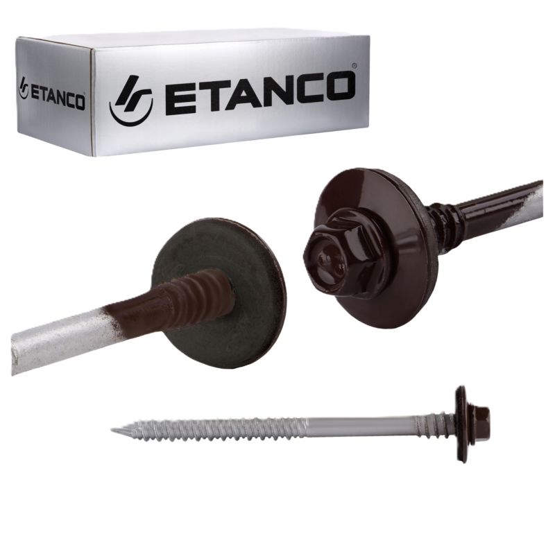 Wkręty dachowe Etanco GTRW SP A19 malowane RAL 8017 z podkładką EPDM 6,4/7,0x100 mm 100szt