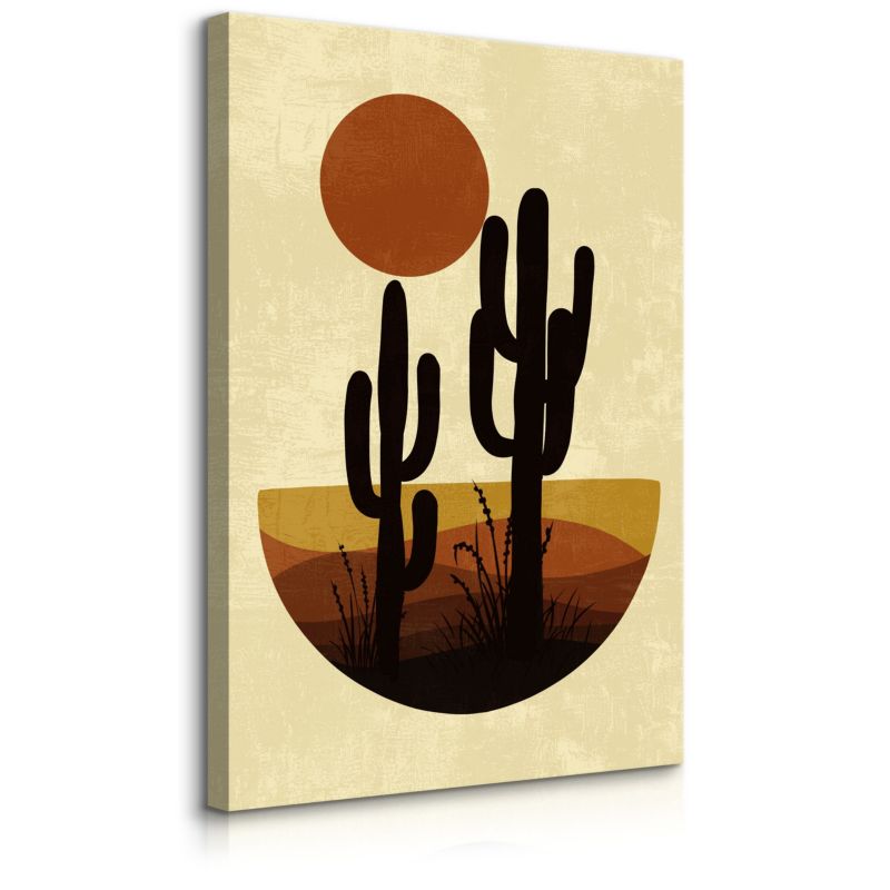 Obraz Muralo Na Płótnie Pustynia Zachód Słońca Kaktusy Natura Styl Boho 70x100 cm 1 szt.