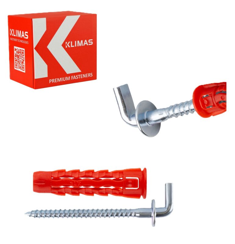 Kołki uniwersalne z hakiem Klimas SFXL Nylonowe 8x40mm hak 65mm 25szt