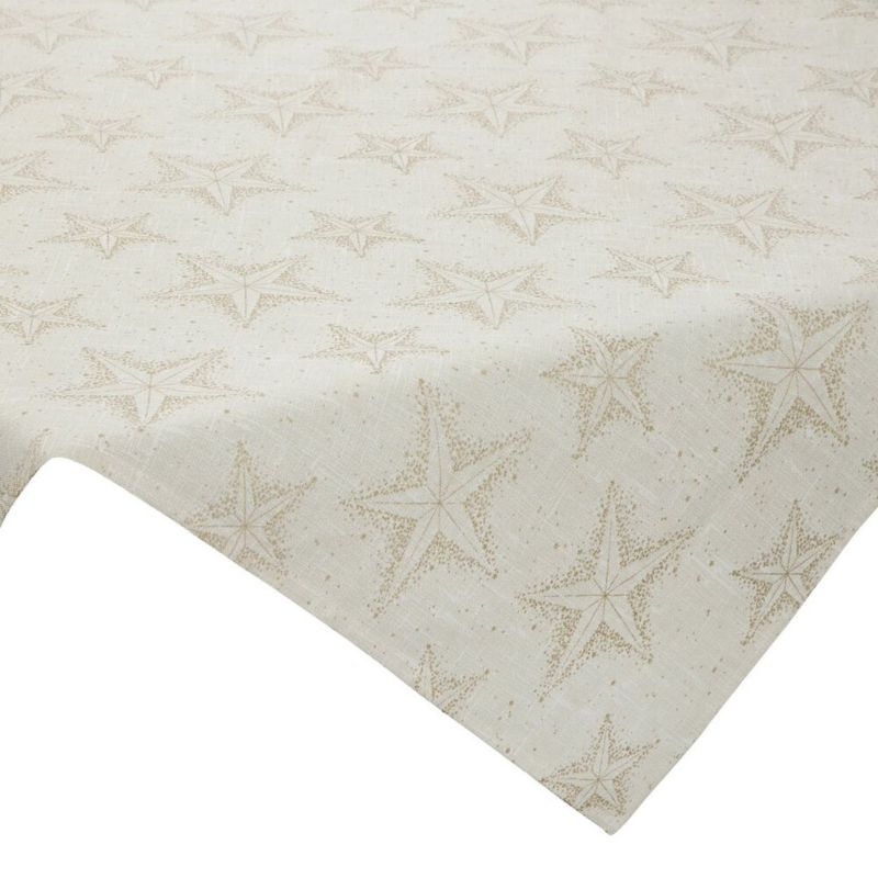 Obrus świąteczny WINTER Eurofirany 85 x 85 cm kremowo, złoty bawełniany zdobiony wzorem gwiazdek szt. 1