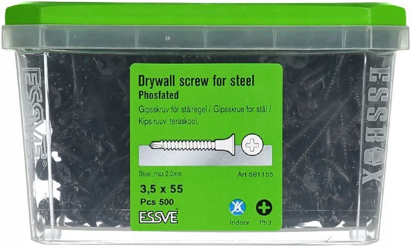 Wkręty Essve Do Płyt G-K 3,5X55Mm Nawiert Do Stali 0,7-2,0Mm Ph2 500Szt.