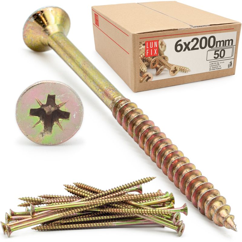 Wkręty do drewna Lun Fix uniwersalne 6x200mm 50szt.